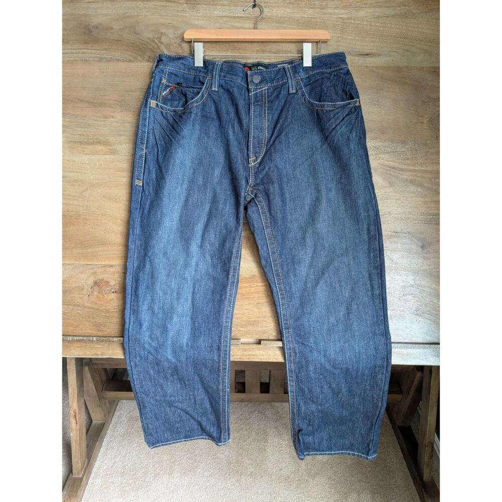 Ariat Work Flame Resistant Jeans Men 36/32 Blue Denim Cotton M5 Straight Leg NWT